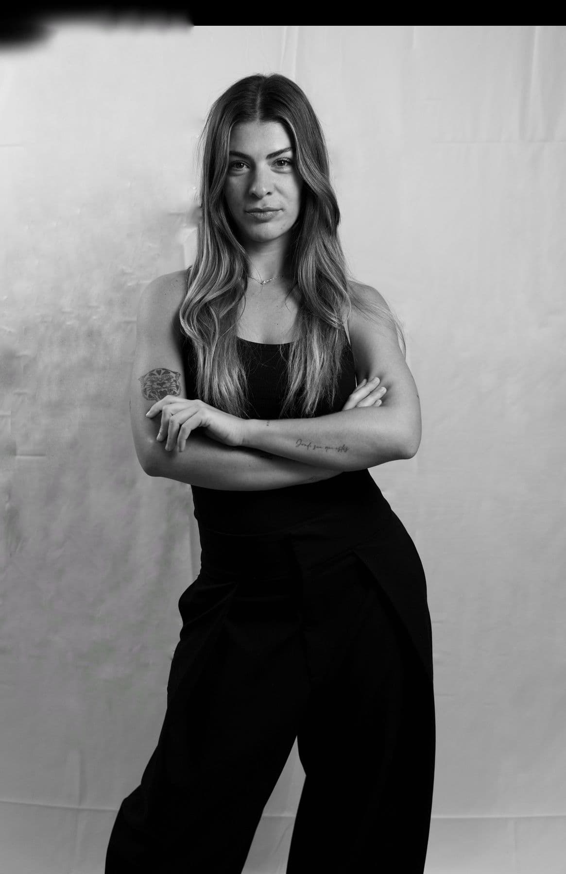 Black and white studio portrait
