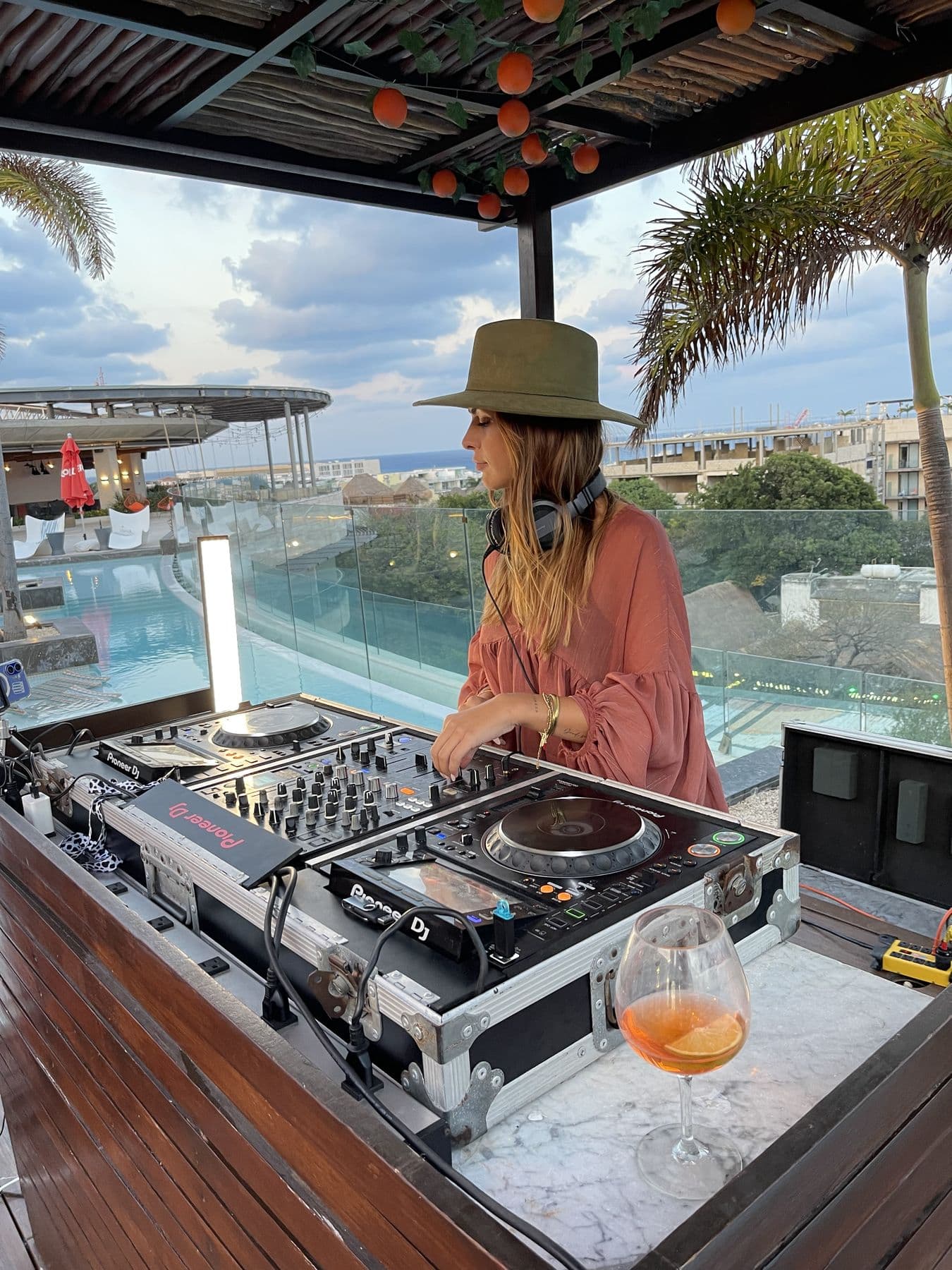 Rooftop decks at golden hour